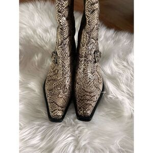 Vtg Jessica Bennett Womens Western Snake Leather Boots Sz 7.5 Mid Kalf